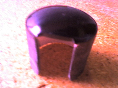 The second version of the end plug, painted