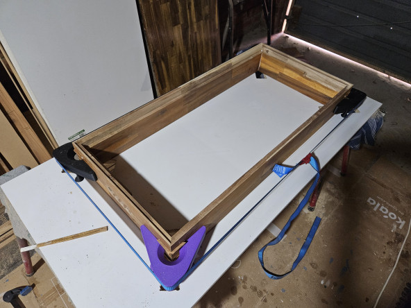The frame clamped up for gluing