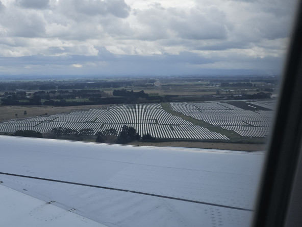 Solar panels, seen from plane window