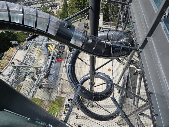 Vortex slide and the start of the luge chairlift