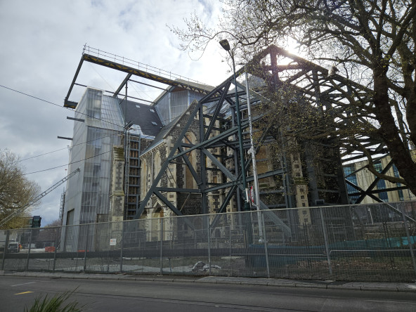 Christchurch cathedral, held together by steel framing